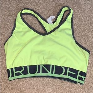 Yellow under armour girls sports bra
